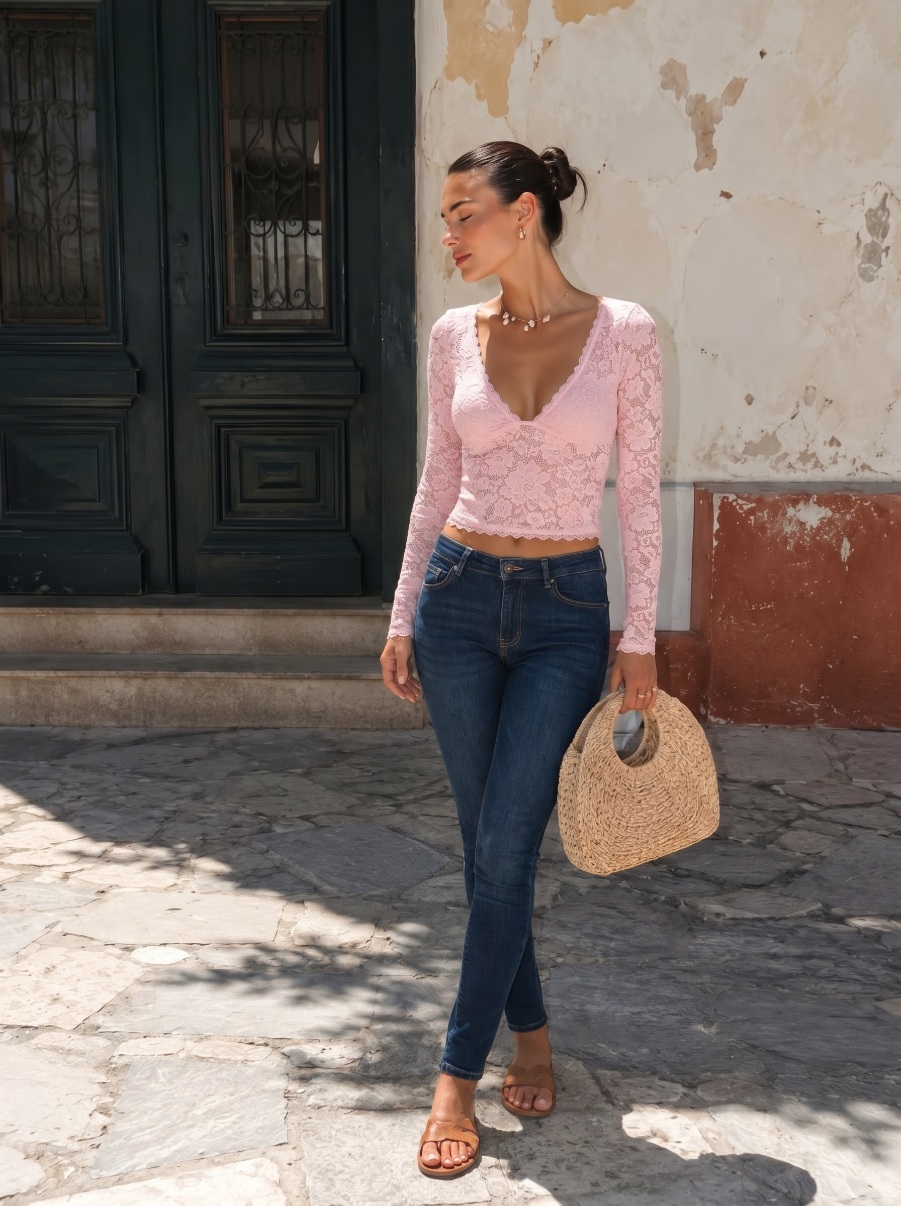 Sheer Lace Pink Top